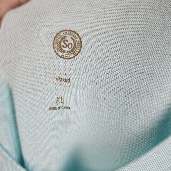 SO Brand Island Breeze‎ Light Blue Double V-Neck 3/4 Sleeve Knit Top Size XLarge - Picture 9 of 10